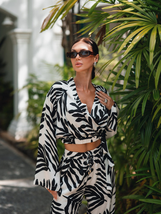 Olivia Two-Piece Set, Wrap-neckline
